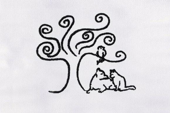 Black White Tree: Elegant Embroidery for Gifts