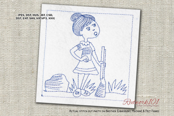 Female Hunter with Gun Redwork: A Designer Review