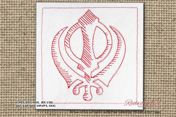 Sikhism Khanda: Redwork Embroidery for Etsy Sellers